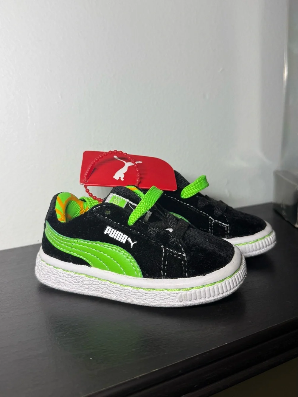 New With Tags Puma Suede “Fruitmates” Toddler Sneakers Black & Green